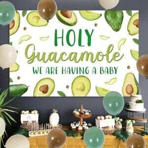 Green Avocado Themed Baby Shower Holy Guacamole We Are Having a Backdrop